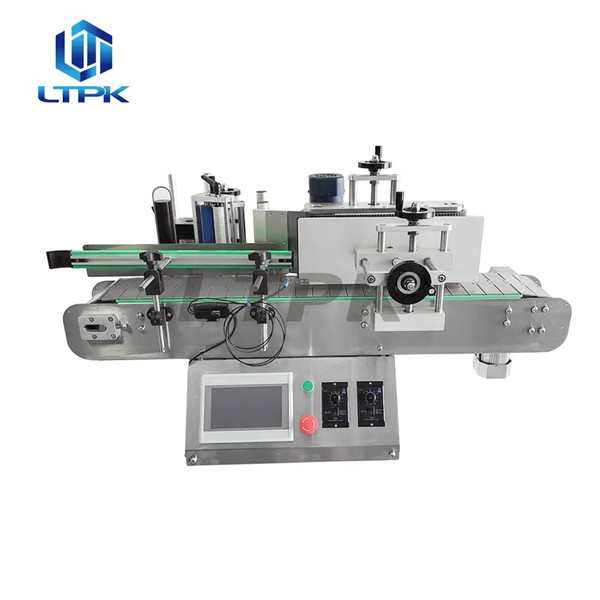 LTPK LT-150B Semi Automatic Adhesive Label Sticking Applicator Horizontal Tabletop Glass PET Bottle Wrap Around Round Bottle