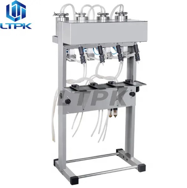 LTPK LT-G4000 Pneumatic Semi Automatic Four Heads Olive Oil Cosmetic Perfume Glass Bottle Vacuum Filling Machines Small Business