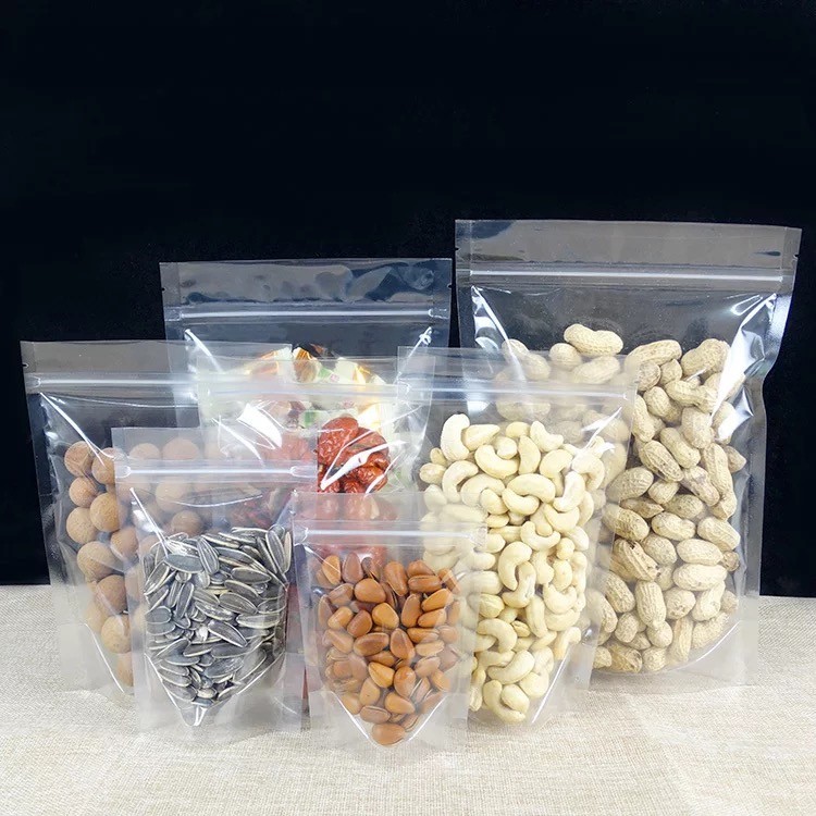 Transparent Plastic Nuts Dry Flowers Zip Lock Standing Up Pouches